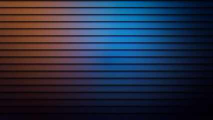 Obraz premium Horizontal gradient stripes transitioning from orange to blue on dark background
