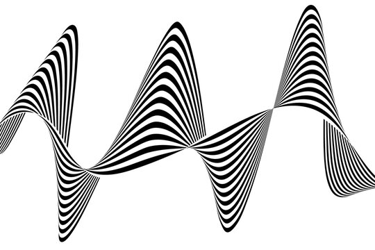 Dynamic wavy line of parallel stripes in the style of modern op-art. png