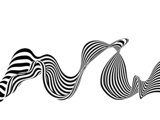 Fototapete 3D Black on white abstract perspective wave stripes lines with 3d effect png  © Kateryna