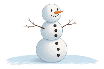 Obraz premium A cheerful snowman with a carrot nose and coal eyes