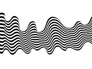 Abstract background of black and white wavy stripes with blue circles on a white background. Illusion. png
