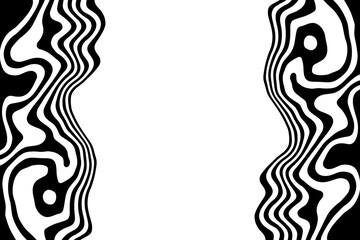 Black and white curved line stripe moving wave abstract background.
