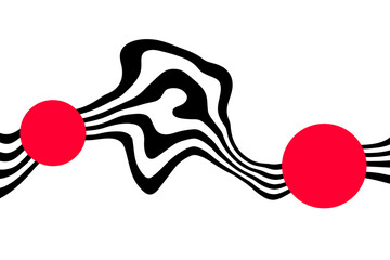 Black wavy lines on a white background with red circles. png