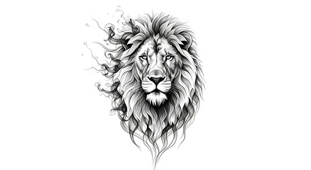 Fototapeta premium lion head tattoo on white white background