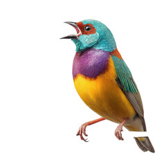 Exotic bird portrait: A close-up shot of a vibrant, multi-colored bird, highlighting its striking plumage and open beak, showcasing its call.