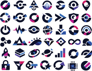 . Modern Geometric Logo Marks and Tech-Inspired Abstract Vector Icons