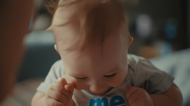 Smiling Happy Baby Wearing Onesie.