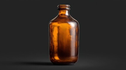 Vintage amber glass bottle on dark background showcases rich color and classic design ideal for creative projects and product displays