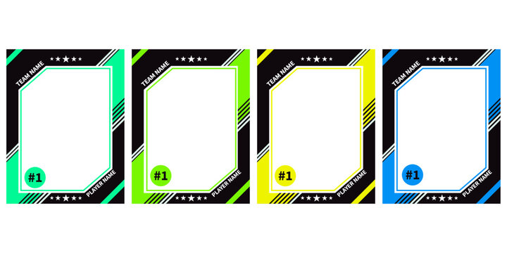 Card baseball frame neon border sports card set
