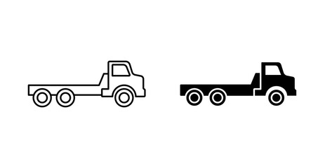 Flatbed Construction Truck Transport Line Icon