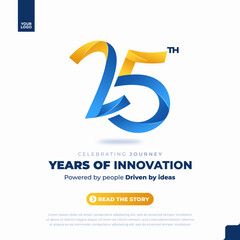 Trendy 25th Anniversary Social Media Layout with Vibrant Gradient Mesh for Digital Agency Promo.