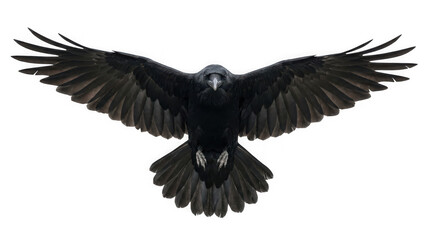 A large black bird with wings spread wide