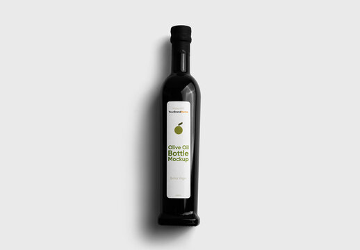 Black Bottle with Label Mockup