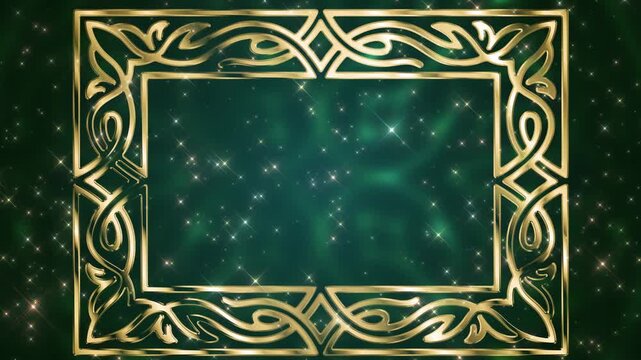 Golden Arabic geometric ornament frame, designed for Ramadan Kareem quotes and Eid Mubarak stories