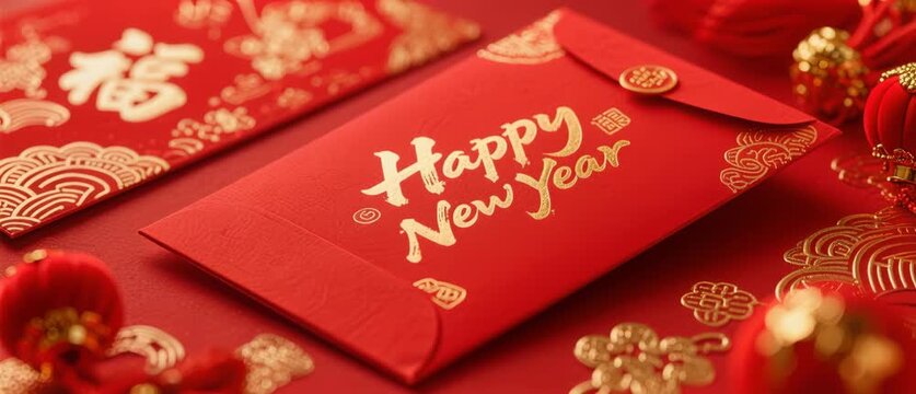 A festive composition featuring a red Chinese New Year card and Christmas gift box alongside an official British passport and visa documents to symbolize holiday travel and international immigration