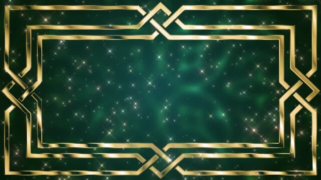 Golden Arabic geometric ornament frame, designed for Ramadan Kareem quotes and Eid Mubarak stories