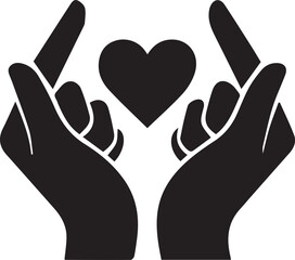 Obraz premium Minimalist Pinky Promise Heart Symbol in Black Monochrome Vector Style