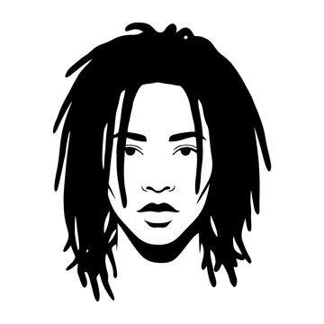 Black Silhouette Portrait of a Woman with Dreadlocks
