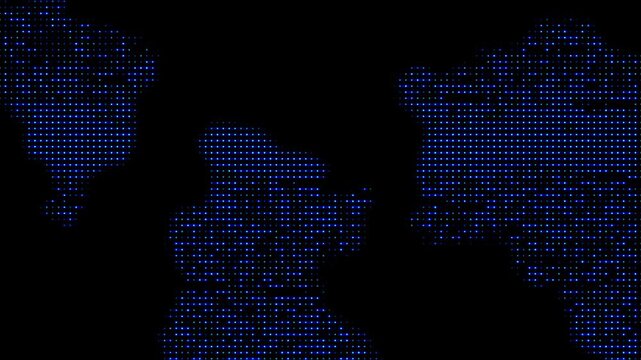 An abstract, dot-matrix style world map