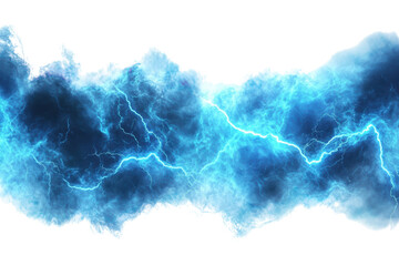 Striking Blue Lightning Bolt isolated on transparent background