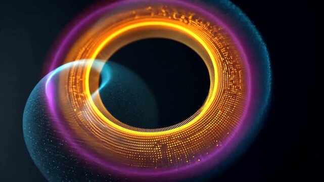 Vibrant Neon Ring with Glowing Orange Center and Purple Edges.