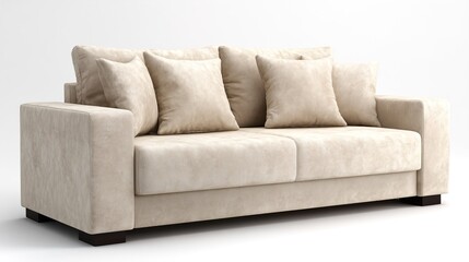 Fototapeta premium Elegant Beige Two Seater Sofa for Modern and Minimalist Interiors