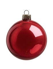Glossy, spherical, red Christmas ornament with a silver cap on a black background