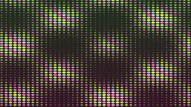 A vibrant pattern of colored dots creating a floral-like abstract design