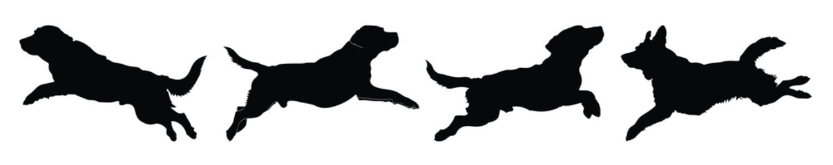 diving dog silhouette bundle dog jumping clipart black © Okshz