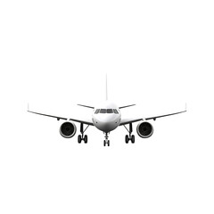 Obraz premium Front view of a commercial airplane on transparent background