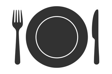 プレートとカトラリーセットのシルエットアイコン