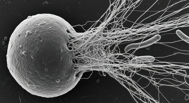 Escherichia Coli Bacterial Pili Attachment IA-SEM Representing The Mechanism of Biofilm Formation