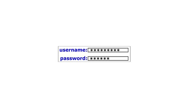 Minimal username and password login box animation with text 4k uhd