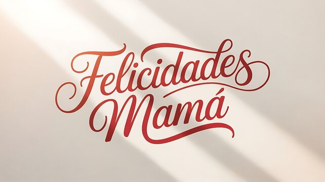Felicidades Mam&aacute; Spanish calligraphy for Mother's Day, elegant red lettering with soft light.