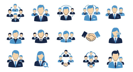 Fototapeta premium Diverse team icons representing collaboration, leadership, and partnership in business