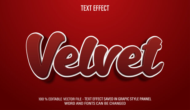 Velvet 3d editable text effect style