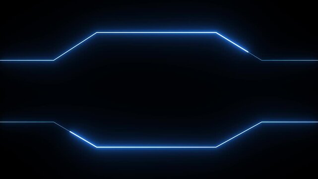 Glowing frame icon animation display. neon box footage shape round seamless border retro movement on black background.