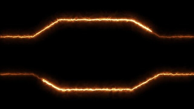 Glowing frame icon animation display. neon fire box footage shape round seamless border retro movement on black background.