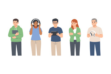 Obraz premium Diverse group of adults engaged in various activities