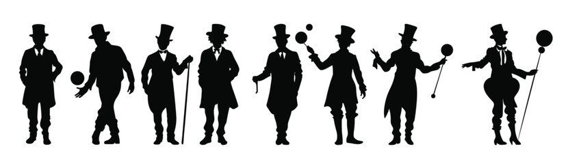 clown attraction silhouettes set circus man silhouette © Ikhre