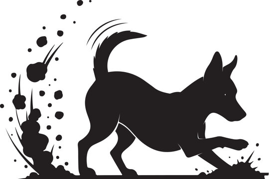 playful dog silhouette
