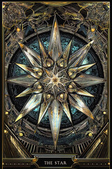 Obraz premium Modern representation of tarot card The Star symbolizing hope, inspiration, calm, renewal, serenity, spirituality, AI generated