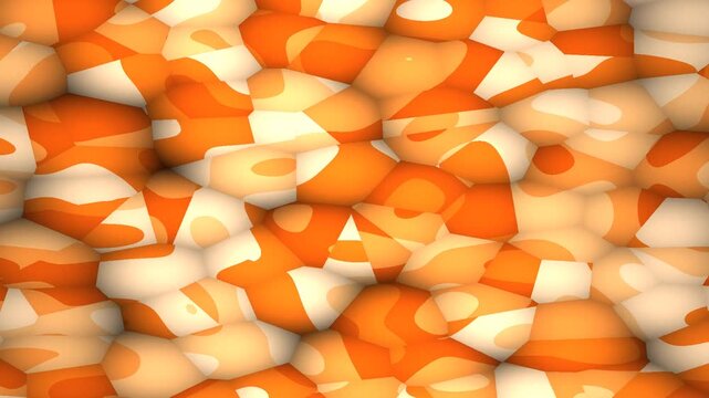 An abstract pattern featuring interwoven orange and cream shapes with shadows