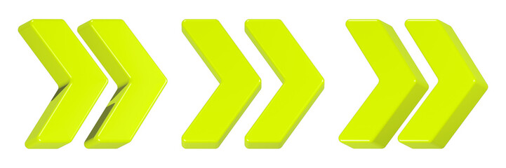 double right arrow icon 3d render yellow color © Rani