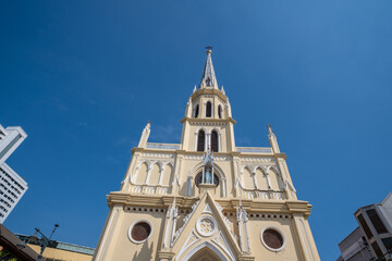 Fototapeta premium The Holy Rosary Church, also known as Kalawar Church is located on eastern bank of the Chao Phraya River in Bangkok, Thailand