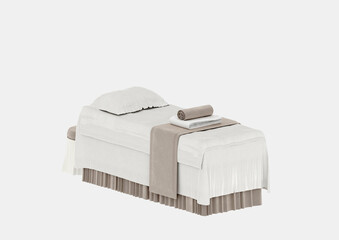 3d render of spa massage bed on white background