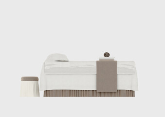 3d render of spa massage bed on white background