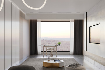 3d render of luxury apartment living room