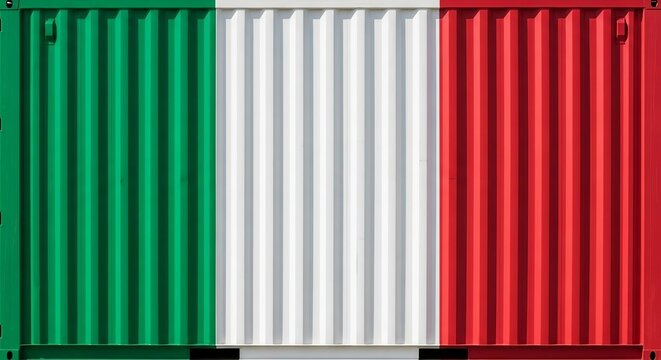Cargo shipping container with Italy national flag for international trade logistics