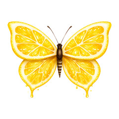 Realistische digitale Illustration eines Schmetterlings aus halbierten Zitronenscheiben